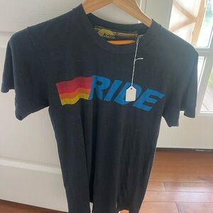 AVIATOR NATION BLACK T-SHIRT SIZE SMALL, NEVER WORN, “RIDE”